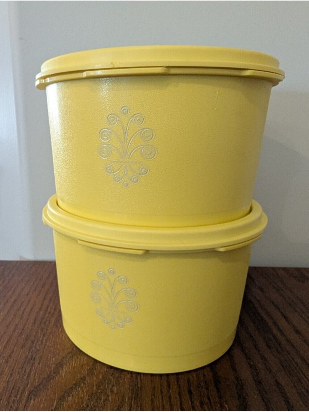 Vintage Tupperware Daffodil Yellow Servalier Canister with Lid Set of 2.